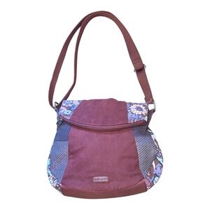Sakroots Maroon Floral Accent Foldover Crossbody Bag- like new 10 X 12 NWOT